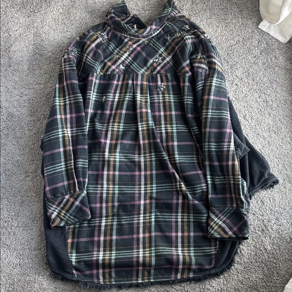 Free People Star Constellations Within Too Sequin Star Flannel Top - Picture 8 of 15